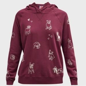 Dog Print Johnny Was embroidered Burgundy Hoodie